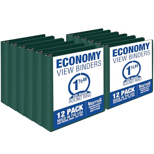Samsill 1.5 Inch 3 Ring Binders, Made in USA, Economy