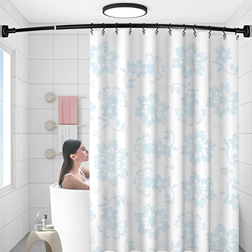 TENOVEL Curved Shower Curtain Rod, Round 42-73 Inches Shower Rods for Bathroom Adjustable, Rounded Bowed Stainless Steel Shower Rods Customized for Bathtub, Stall, Matte Black, Need to Drill - Thumbnail 6