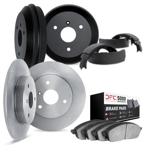 Dynamic Friction Company Front and Rear Brakes and Rotors|Drum, Shoes Included| 5000 Advanced Brake Pads and Rotors Kit| Fits 2005-2016 Smart Fortwo