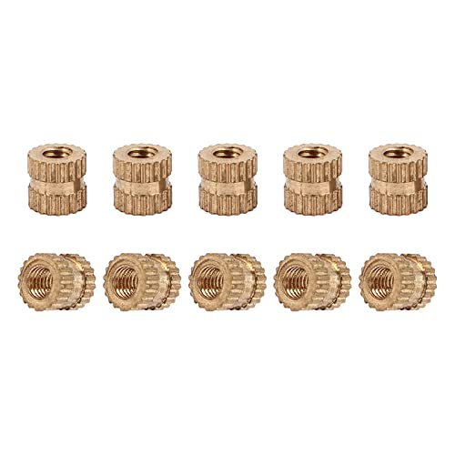 DTGN M3x5x5.2mm(IDxLxOD) Moleteado Inserto Tuercas - 100 Paquete - Bueno para Plástico Carcasas - Latón Hembra Rosca Calor Juego Inserciones Incrustación Tuerca