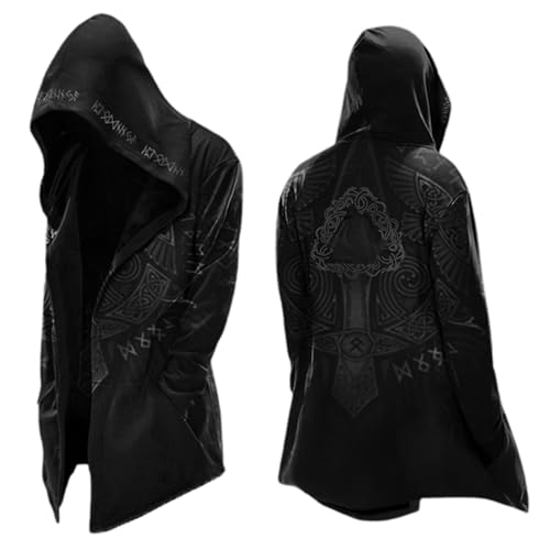Cardigan à capuche médiéval veste moto homme manteau mi-long gothique