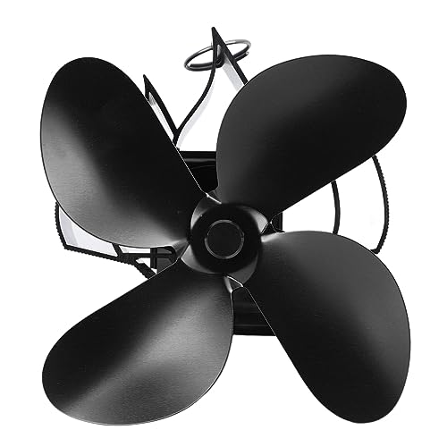 Zisemeil Ventilador de chimenea, ventilador de chimenea montado en la pared, 4 aspas, ventilador de estufa de leña alimentado por calor para troncos, chimenea (negro)