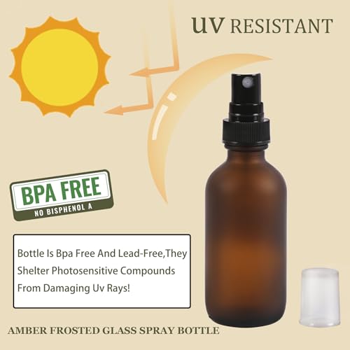 Image of NOOEEISS Amber Frosted Glass Small Spray Bottles 2 oz 48Packs,Fine Mist Sprayer Pretty Finish, Refillable Containers mini spray bottles for Cleaning Solutions and Skin Care