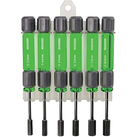 6pc metric nut driver set in small sizes (mini hex nut spinners). engineer dk-14 , Green Cover
