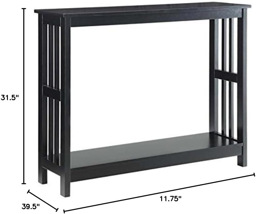 Pemberly Row Console Table, Black Finish, MDF Construction, 39.5" W x 11.75" D x 31.5" H, Bottom Shelf for Storage, Modern Style Entryway or Living Room Display Table