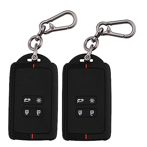 ERMWALR 2-stuks Autosleutel Volledige Cover Fit voor Renault Clio Megane Koleos Kadjar Talisman Captur Espace Dacia Duster 4 Knoppen Keyless Smart Card Case met Sleutelhanger
