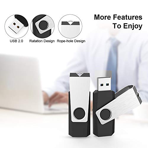 Image of KEXIN 20 Pack 4GB USB Flash Drive Bulk Flash Drive 4 GB Thumb Drive USB Stick Bulk Flash Drives Swivel USB 2.0 Flash Drive Black