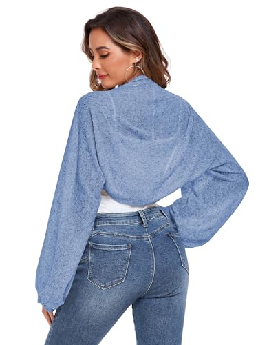 Image of ZAFUL Women's Sheer Shrug Y2K Long Sleeve Cardigans 2026 Irregular Tie Front Bolera