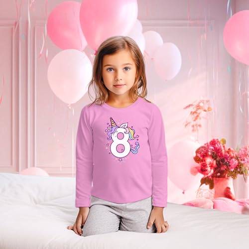 Image of Unicorn Birthday Shirts for Toddler Girls Outfit 7th 8th Shirt Seven Eight Year Old