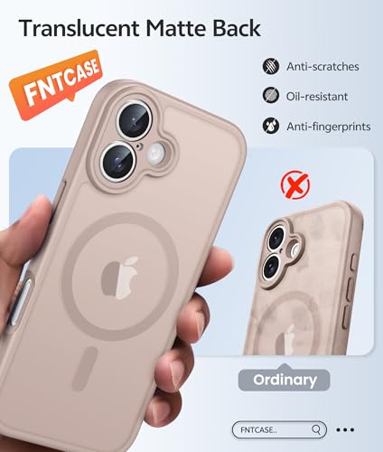 Image of FNTCASE for iPhone 16 Plus Case: [Compatible with Magsafe] Translucent Matte Cases with [Full Camera Protection] [Screen Protector] Military Grade Shockproof Protective Phone Cover - Desert Gold