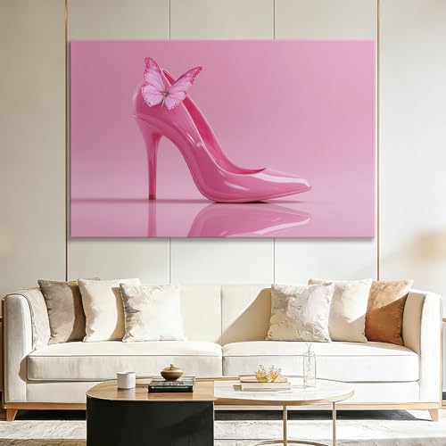 Grande décoration rose moderne au rendu visuel haut de gamme pour salon