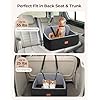 Dog Car Seat for Large Medium Dogs, Pet Car Seat Under 55 lbs or 2 Puppies, Removable Washable Pets Travel Booster Bed for Automotive Backseat with Comfy Thick Cushion, 2 Safety Leashes(Black/Gray)