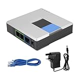 VoIP Adapter, with 2 Voice over IP Ports SIP V2 Protocol Support Includes Cable for Broadband Network Routers Ordinary Telephone Sets (UK Plug)