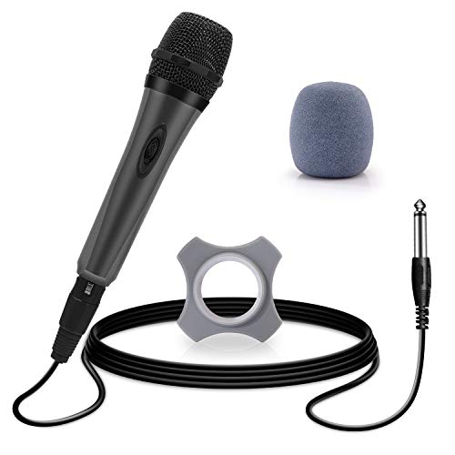Wired Karaoke Micrphones,Handheld Dynamic Vocal Microphone,Unidirectional Mic for Singing with On OFF Switch and 10ft Detachable XLR Cable for Voice Amplifier,PA System, Singing Machine, Church(Gray)