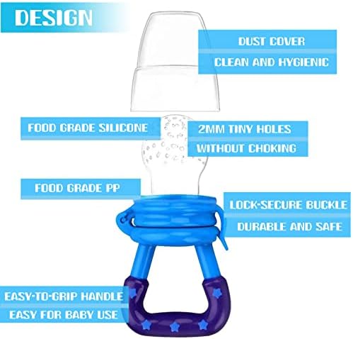 Wendergo Teething Dummy Baby Fruit Feeder Pacifier Weaning Dummies Set Silicone Food Feeders for Babies Infants Toddlers 3 Different Sizes Teething Toy Teether in Appetite Stimulating Colours