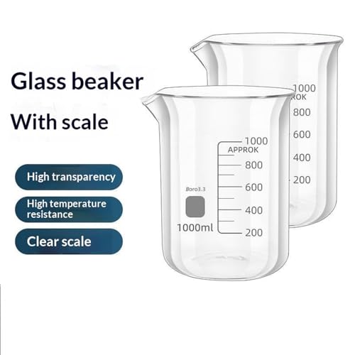 6 Sizes Glass Beaker Set, Beakers Clear Measuring Graduated Liquid Container Beakers in 10ml, 25ml, 50ml, 100ml, 150ml, 250ml