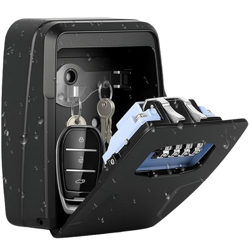 Extra Large Key Boxes Wall Mounted, Diyife Key Lock Box Outdoor for 10 Keys and Car Keys, Cards, Waterproof Lock Box Key Safe 4-Digit Combination Key Security Box for Home Office Garage School Airbnb