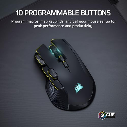 CORSAIR IRONCLAW Wireless SE Gaming Mouse – 26,000 DPI, Ergonomic Design for Larger Hands, 10 Programmable Buttons, for MOBA, FPS, MMO – Black - Image 5