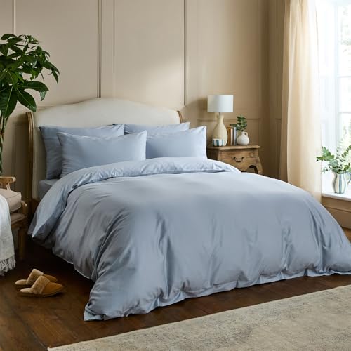 DIP & DOZE Luxury 100% Organic Cotton Original Duvet Bedding Set | Duvet Cover with Pillowcases | Cool And Crisp Finish Percale - Nordic Sky Double