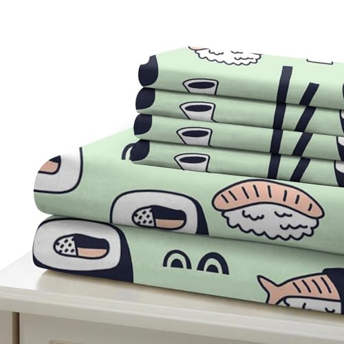 Parure de lit sushi microfibre ultra douce housse couette zip 140x200