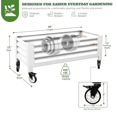 Image of Anleolife Low-Profile Elevated Raised Garden Bed, Antique White