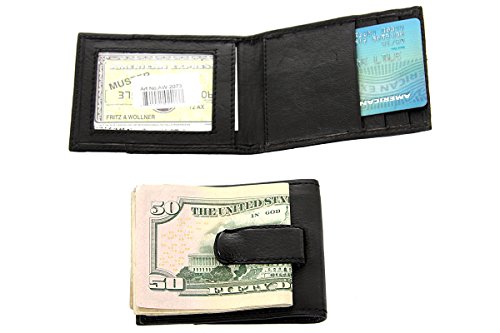 Men's Leather Money Clip Slim Design Credit Card Id Holder Wallet 3.75x3 inches