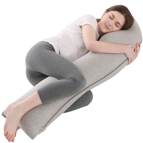HHCTEBEC Almohada L con Funda de Almohada Almohadas en Forma L para Cuello, Espalda Soporte para Embarazo Diseño portátil con Funda extraíble para una fácil Limpieza para Dormir Relajante,F