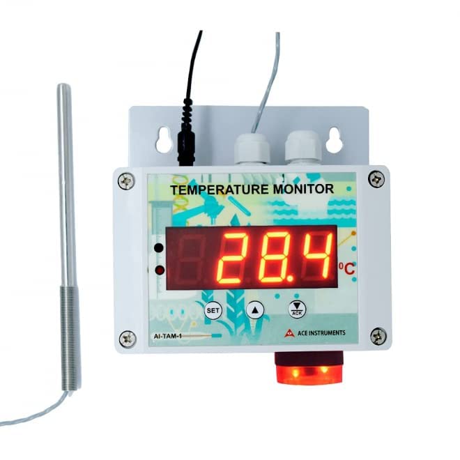 Moniteur d'alerte de température mural (plage de température : 32 °F à 140 °F) pour salles de serveurs, chaînes du froid, industries alimentaires, industries pharmaceutiques Modèle : AI-TAM1