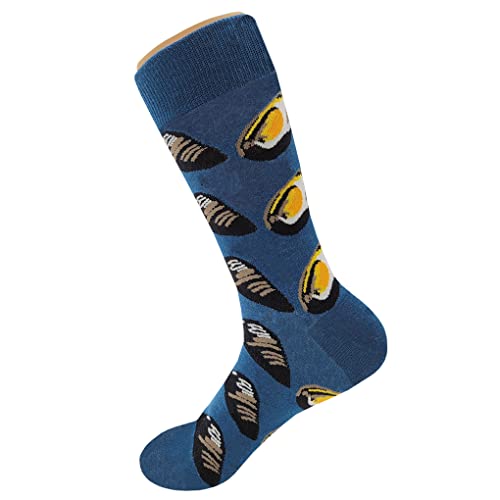 Mussel Dress Socks Funny Novelty Crazy Fun Design Men Size 8-12 Cotton Casual Crew Colorful Funky Fancy Socks Gift for Men3
