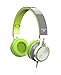 Elecder i39 Headphones with Microphone Kids Children Girls Boys Teens Adults Foldable Adjustable Wired On Ear Headsets Compatible iPad Cellphones Computer MP3/4 Green/Gray