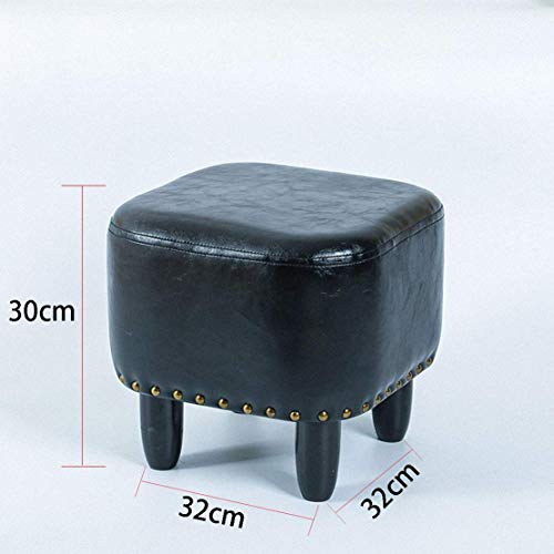 Tabouret en cuir noir rembourré et confortable pour le salon