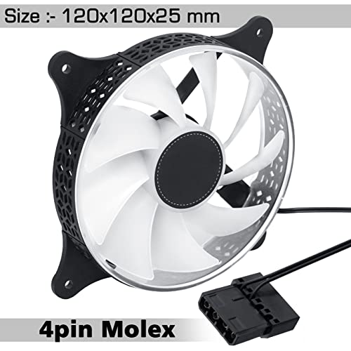 RiaTech 3 Pack RGB LED Series 120mm Case Fan For Pc, 1500 RPM, PWM connector Unique Ultra Quiet Long Life Gaming Cpu Cooler Fan - 4pin Molex connector - Image 4