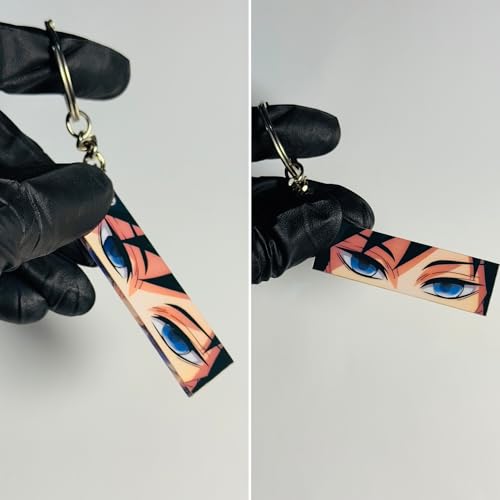 Image of Giyu Tomioka Glowing Eyes Keychain - Compatible with Demon Slayer Anime, Luminous Glow-in-the-Dark Acrylic Key Ring, Cool Otaku Gift for Fans, Bag, Backpack, Car, Key Holder