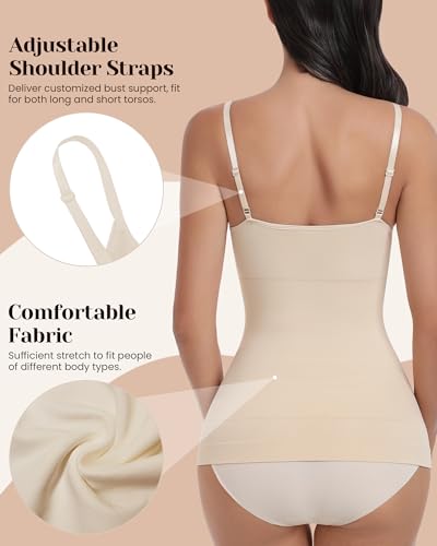 Image of EUYZOU Womens Tummy Control Shapewear Tank Tops Seamless V-Neck Compression Tank Tops Body Shaper Camisole