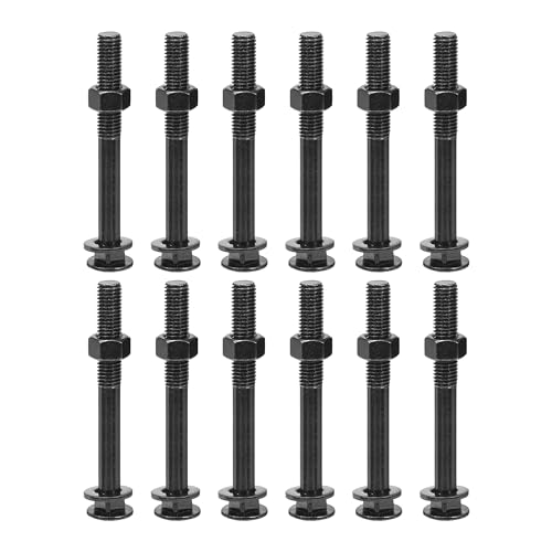 QUARKZMAN M12x100mm Vierkant Hals Schlossschrauben mit Muttern & Unterlegscheiben, 12er Set 304 Edelstahl Rundkopf Vierkant Hals Coach Bolzenschrauben, Schwarz