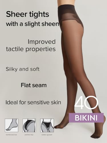 Image of Conte Women's Lace Top Patterned Panties Pantyhose Tights Bikini 40 Den