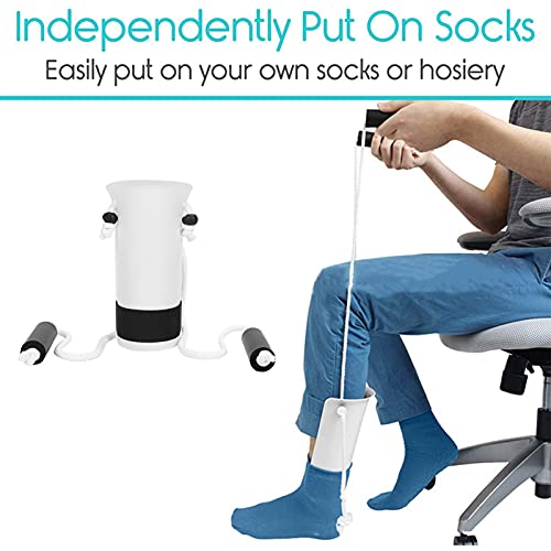 Sock Aid, Professional Sock Helper Pulling Assist Device, Practical Easy On and Off Stocking Slider with Non‑Slip Foam Handle for Elderly, Patients, Disabled, Pregnant, Diabetics