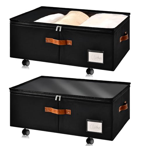 Freebat Under Bed Storage Organizer with Wheels, Underbed Container with