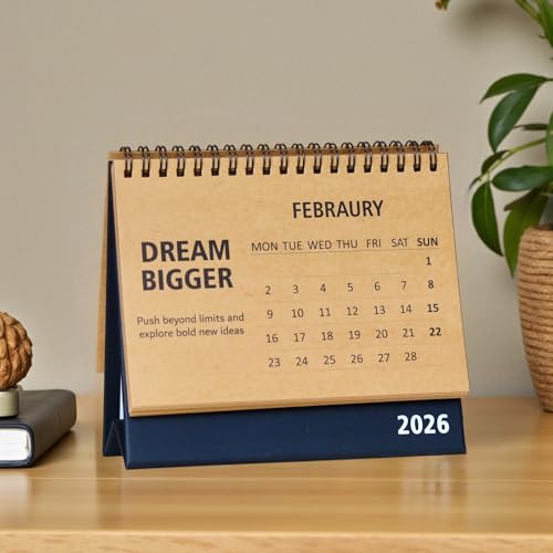 Image of INNAXA Motivational Desk Calendar 2026 Landscape Brown kraft Ecofriendly 4.6 x 6.5 inch