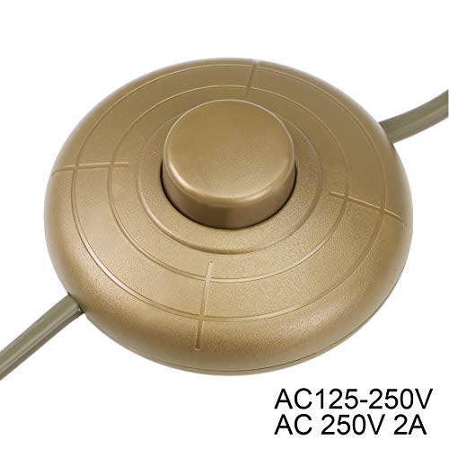 Uxcell Inline Foot Pedal Push Button Switch, Round Lamp Light Foot Control On/Off Latching Footswitch With 1.8M Wire Plug Bronze #TOP3