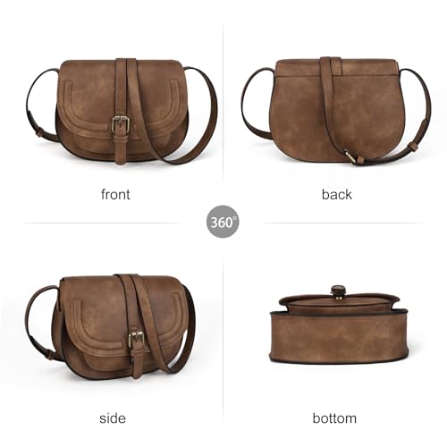 Image of AFKOMST Crossbody Bags for Women,Small Saddle Purse and Boho Cross Body Handbags,Vegan Leather