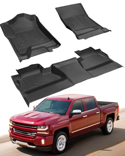 TPE Floor Mats for Chevy Silverado for GMC Sierra 1500 Crew Cab 2014-2018, for...