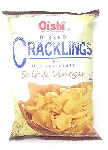 Oishi Ribbed Cracklings in Old Fashioned, Salt & Vinegar Flavoured, 90g, 3 Pack