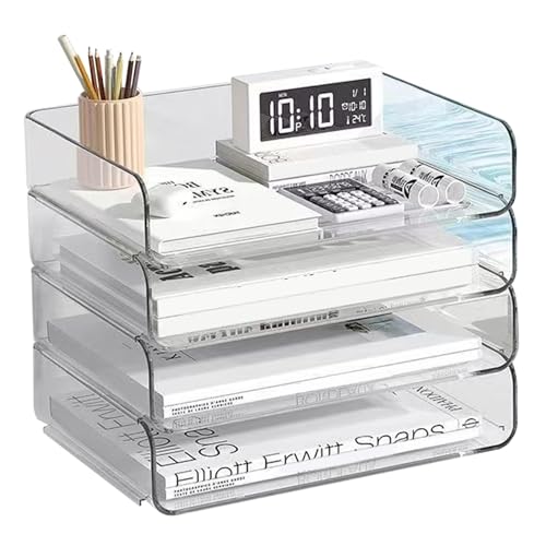 Organizador de escritorio acrílico de 4 niveles para papel A4 y cartas