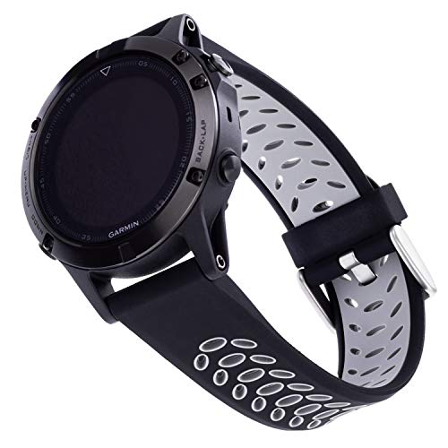 WITHit Replacement Bands for 26mm Garmin f?nix 5X, 5X Plus and 6X, 2-Pack  Black/Gray Silicone Sport and Black Stainless-Steel Mesh  Garmin Watch Band Replacement, Adjustable, Fits Most Wrists
