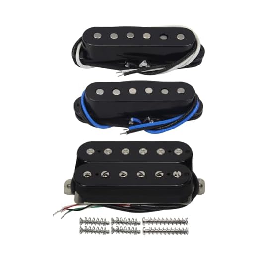 FLEOR Alnico 5 HSS Set Staggered Single-Coil + Humbucker Pickup Fit FD ST Guitarra eléctrica, Parte de la Guitarra Cuello+Centro+Puente Pickup (14-15K)Negro