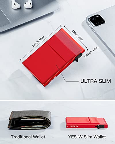 Image of YESIIW Credit Card Holder Wallet for Men RFID Blocking Slim Minimalist Metal Wallet with Money Pocket Contactless Card Protector