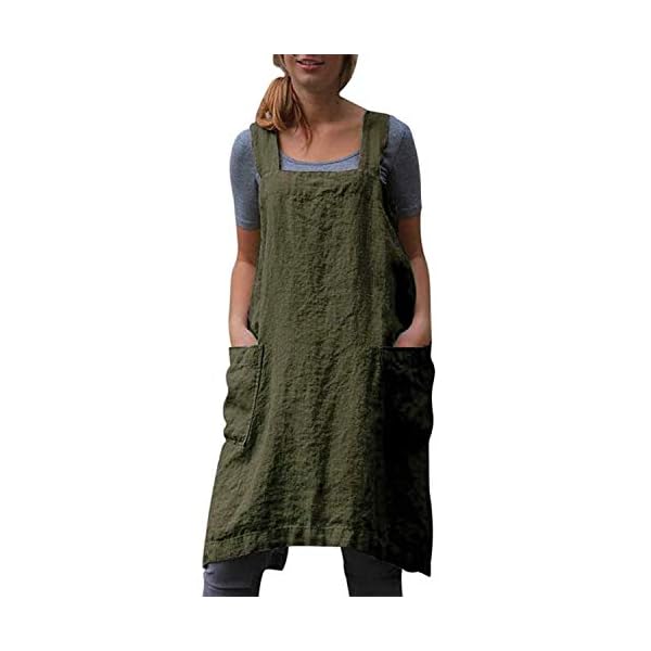 VLZUFE Cotton Linen Apron for women Cross Back Apron Pinafore Dress for Baking Cooking Gardening Work VLZUFE Cotton Linen Apron for women Cross Back Apron Pinafore Dress for Baking Cooking Gardening Work