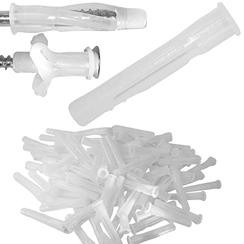 100 tacos universales transparentes con cuello apto para tornillos de 4 mm - tacos multiusos para hormigón, ladrillo, placas de fibra de yeso y más - tacos para montaje en pared Cover