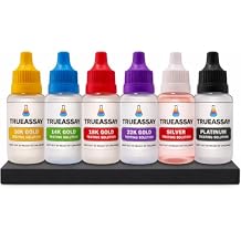 Gold, Platinum and Silver Testing Kit 10k 14K 18K 22K Platinum .999 & .925 Sterling Silver, TrueAssay Acid Solutions with 3x6 Geminite Test Stone Precious Metal Tester Real/Fake Check Analysis Kit.